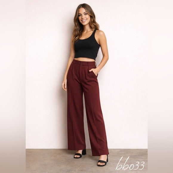 a new day Pants - a new day Maroon Wide-Leg Pants— Size 4